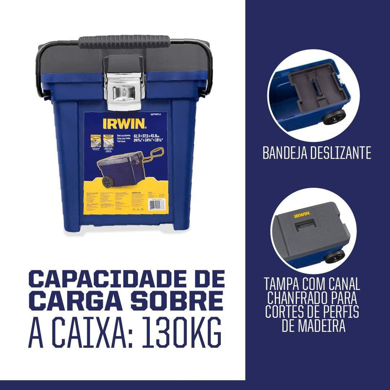 Irwin Caixa Organizadora Contractor com Rodas, Ideal para Organizar e Transportar Ferramentas, Modelo IWST33027 - RexStore 
