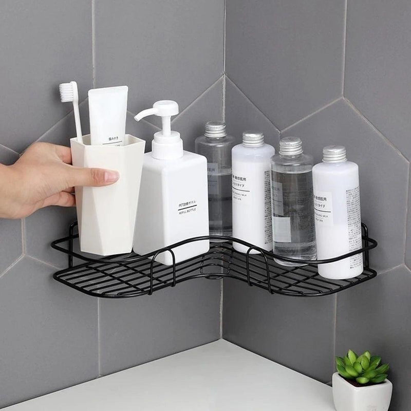 1/2PCS Bathroom Shelf Shower Wall Mount Shampoo Storage Holder With Suction Cup No Drilling Kitchen Storage Bathroom Accessories - RexStore 