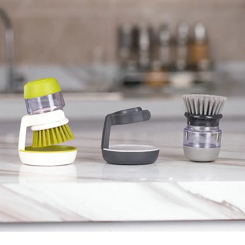 Dishwashing Brush with Soap Dispenser Household Soap Dispenser Dishwashing Brush Kitchen Dishwashing Brush with Holder - RexStore 